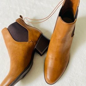 LOFT Chelsea Tan Faux Leather Booties